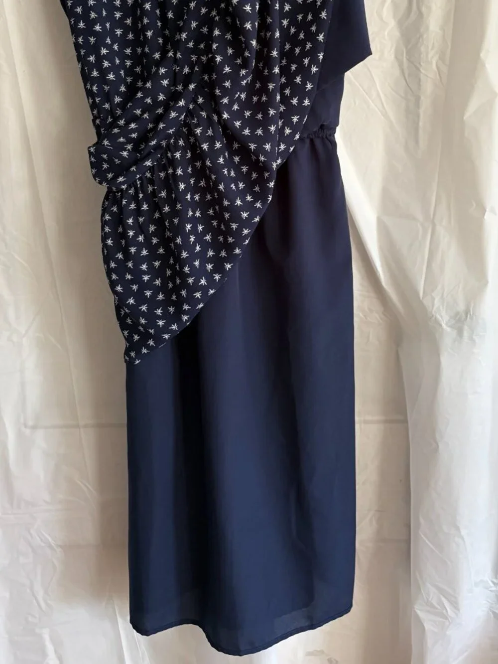 J.Crew Mercantile Navy & White Dragonfly Cap Sleeve Dress with Ruffled Bottom XS
